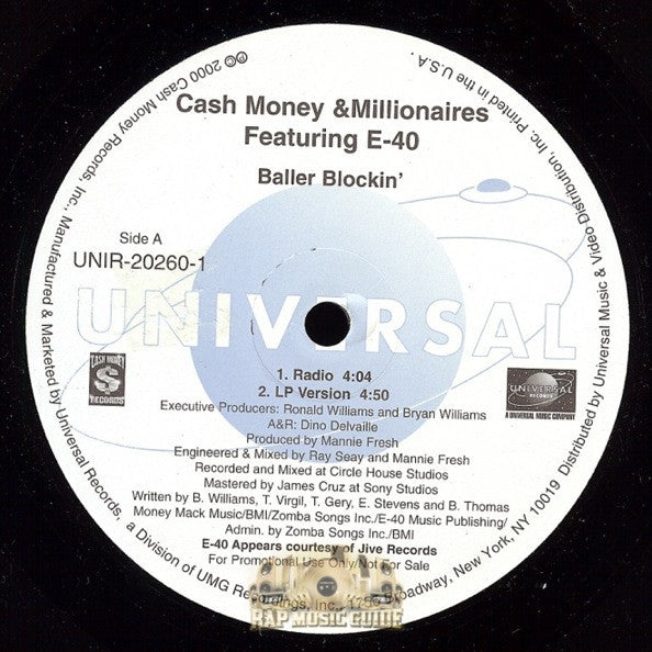 Cash Money & Millionaires* : Baller Blockin' (12", Promo)