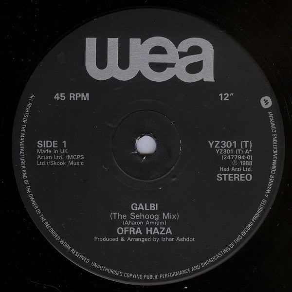 Ofra Haza : Galbi (The Sehoog Mix) (12")
