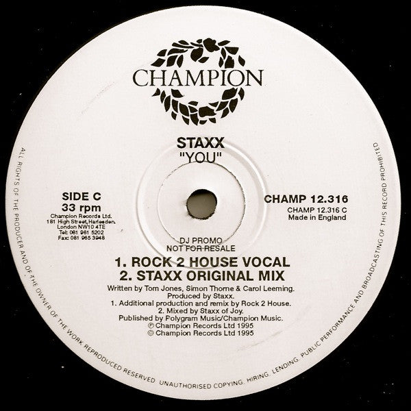 Staxx : You (2x12", Promo)