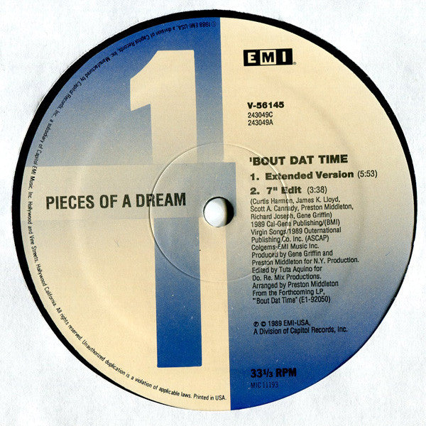 Pieces Of A Dream : 'Bout Dat Time (12")