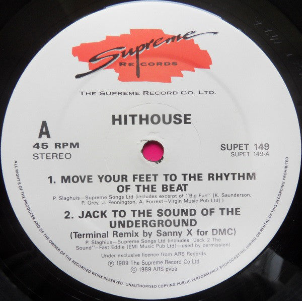 Hithouse : Move Your Feet To The Rhythm Of The Beat (12")