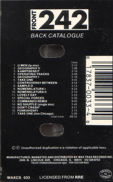 Front 242 : Back Catalogue (Cass, Comp, Pla)