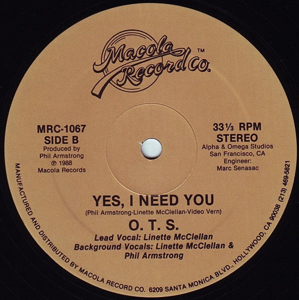 O.T.S. : Missing You (12", Single)