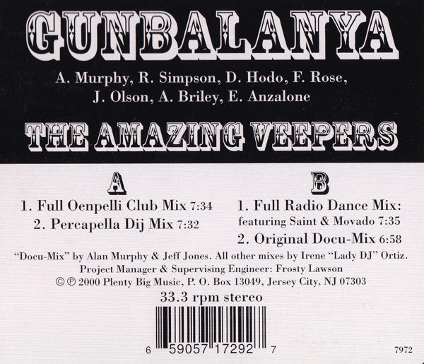 The Amazing Veepers : Gunbalanya (12")