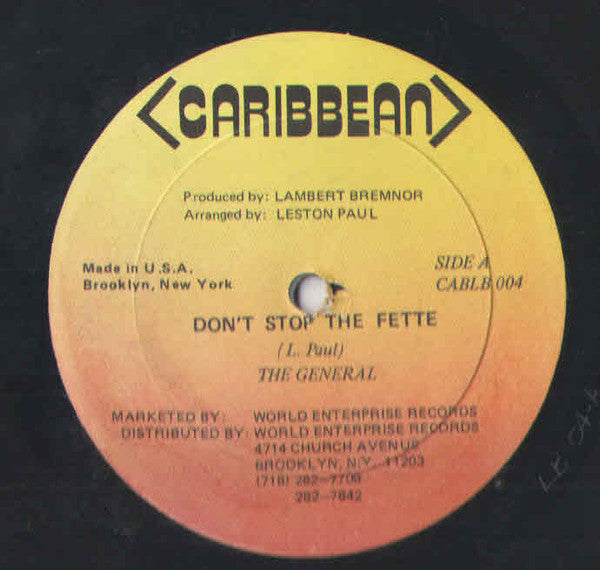 The General (25) : Don't Stop The Fette / You Doing It Good (12", Single)