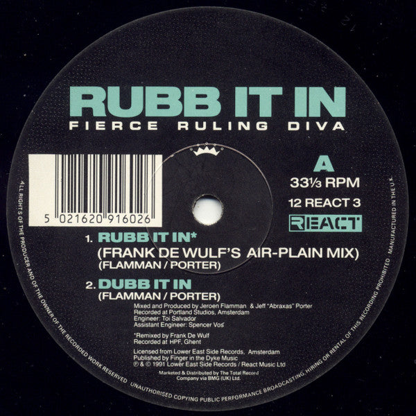 Fierce Ruling Diva : Rubb It In (12", Single)