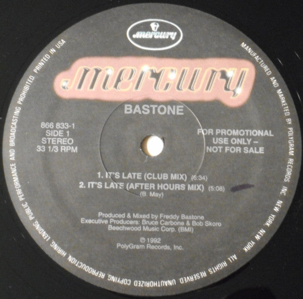 Bastone* : It's Late (12", Promo)