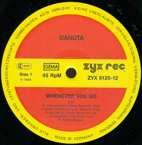 Danuta : Whenever You Go (12")