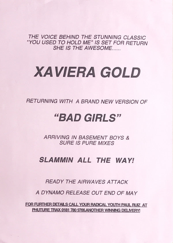 Xaviera Gold : Bad Girls (12", Promo)