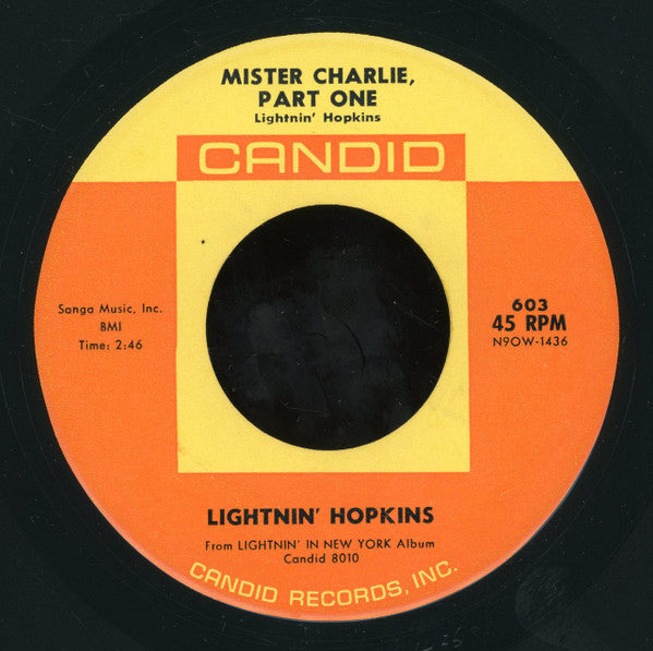 Lightnin' Hopkins : Mister Charlie, Part One / Mister Charlie, Part Two (7", Single)