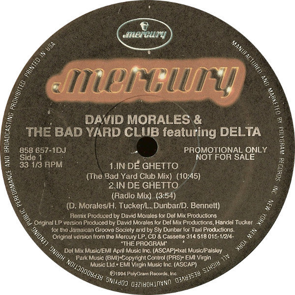 David Morales & The Bad Yard Club Featuring Delta (9) : In De Ghetto (12", Promo)