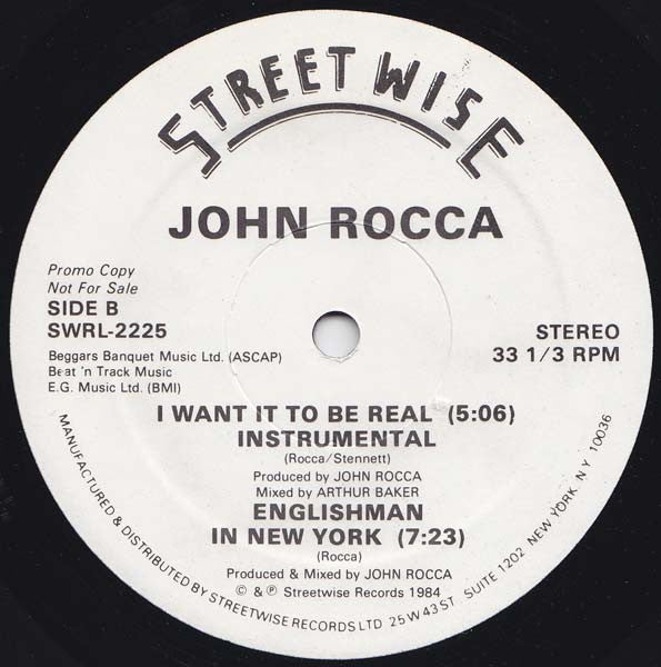 John Rocca : I Want It To Be Real (12", Promo)