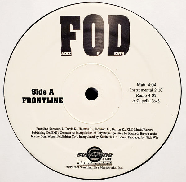 Facez Of Death : Frontline / Ladofionda (12", Promo)
