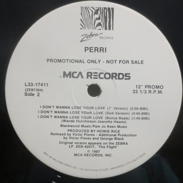 Perri : I Don't Wanna Lose Your Love (12", Promo)