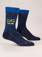 Blue Q - Men's Crew Socks- Actual Superhero