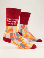 Blue Q - Men's Crew Socks- Emergency Contact Person