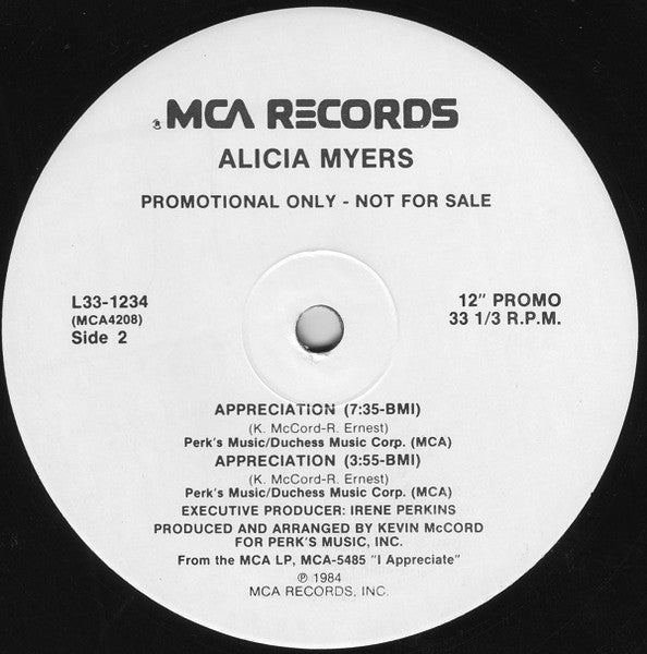 Alicia Myers : Just Can't Stay Away / Appreciation (12", Promo, Pin)