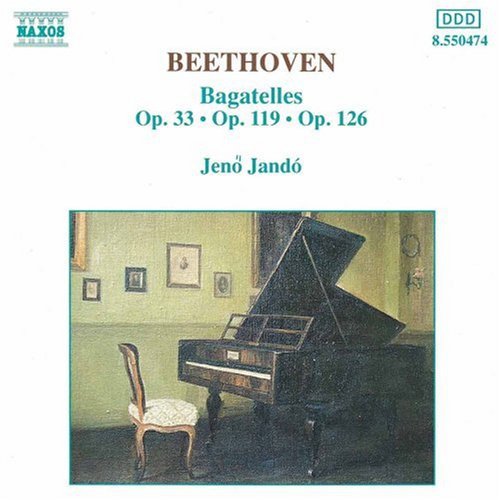 the album cover for JenÅ‘ Jandó - Bagatelles Op 33, 119 & 126
