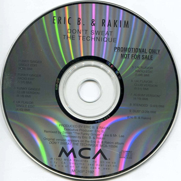 Eric B. & Rakim : Don't Sweat The Technique (CD, Single, Promo)