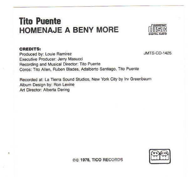Tito Puente : Homenaje A Beny(CD, Album, RE)