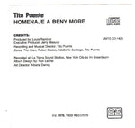Tito Puente : Homenaje A Beny(CD, Album, RE)