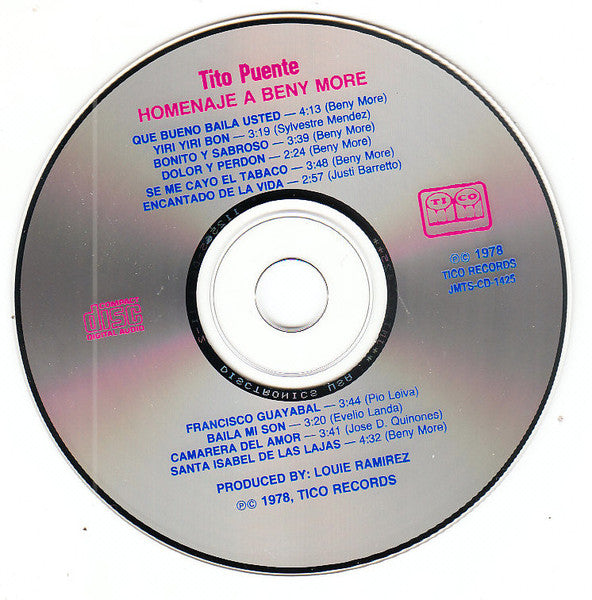 Tito Puente : Homenaje A Beny(CD, Album, RE)