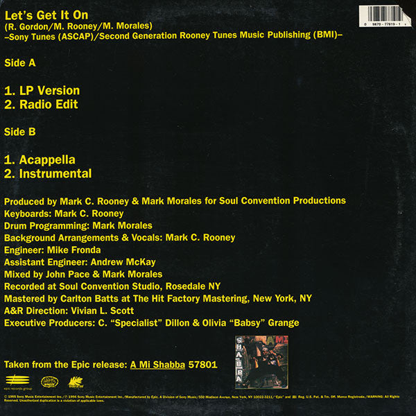 Shabba Ranks : Let's Get It On (12")