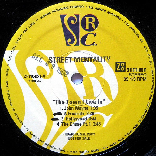 Street Mentality : The Town I Live In (12", Single, Promo)