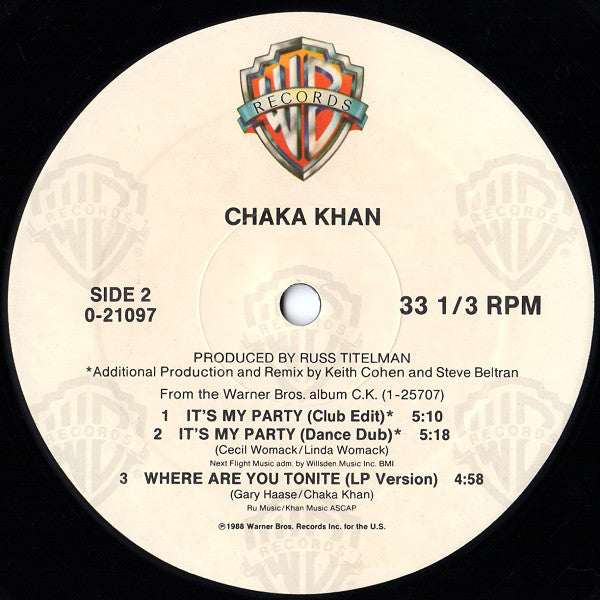Chaka Khan : It's My Party (12", Maxi)
