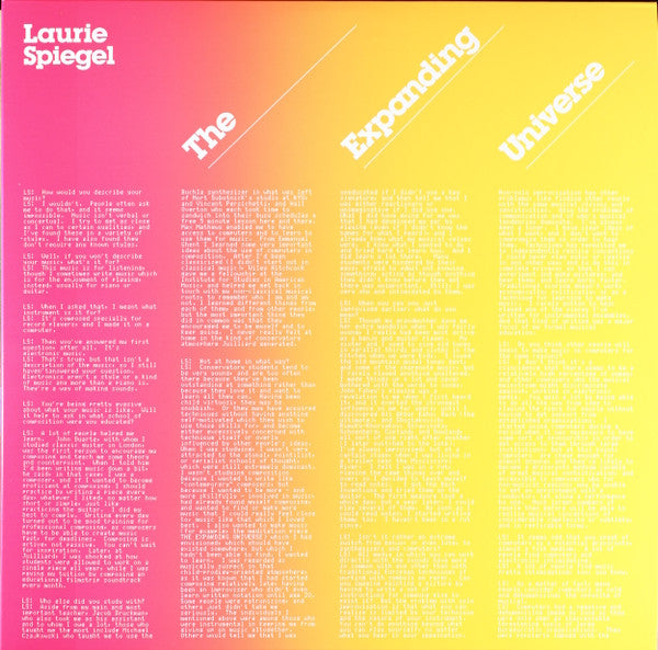 Laurie Spiegel : The Expanding Universe (3xLP, Album, RE)
