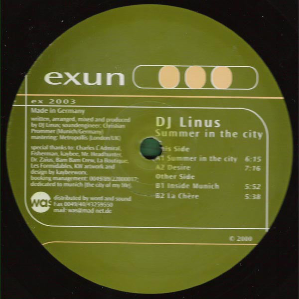 DJ Linus : Summer In The City (12")