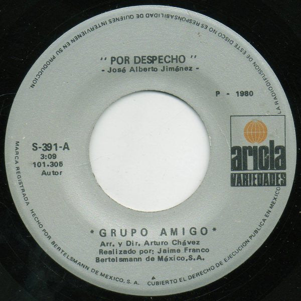 Grupo Amigo : Por Despecho (7", Single)