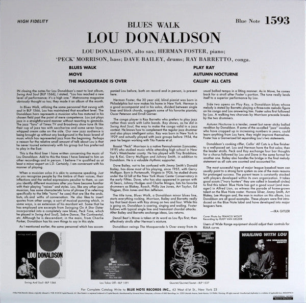 Lou Donaldson : Blues Walk (LP, Album, Mono, Ltd, RE, SRX)