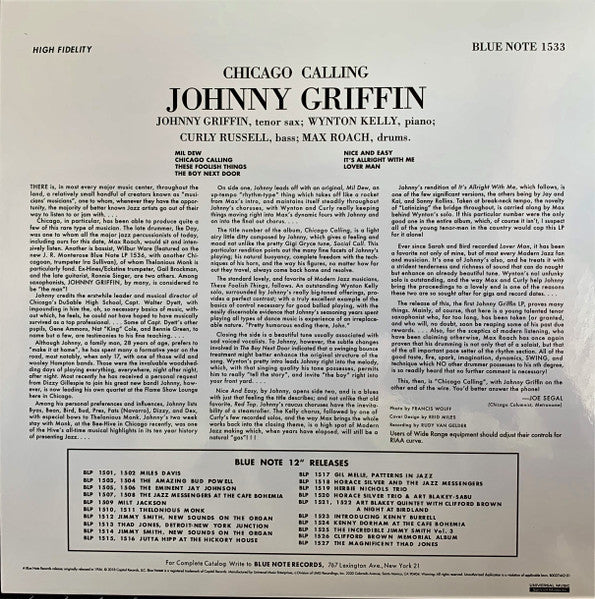 Johnny Griffin : Introducing Johnny Griffin (LP, Album, Mono, Ltd, RE, SRX)