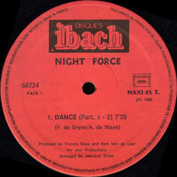 Night Force (3) : Dance (Part One And Two) (12", Maxi)