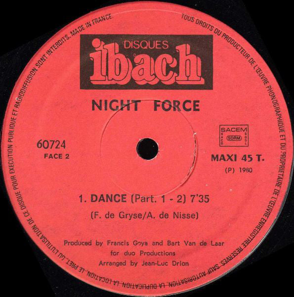 Night Force (3) : Dance (Part One And Two) (12", Maxi)