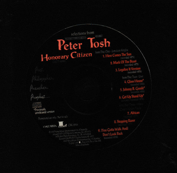 Peter Tosh : Selections From Peter Tosh Honorary Citizen (CD, Comp, Promo, Smplr)