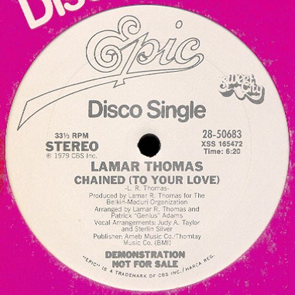 Lamar Thomas : Chained (To Your Love) (12", Single, Promo)