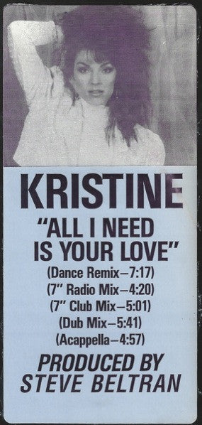 Kristine W : All I Need Is Your Love (12", Promo)