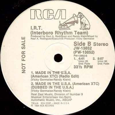 I.R.T.* : Made In The U.S.A. (American XTC) (12", Promo)