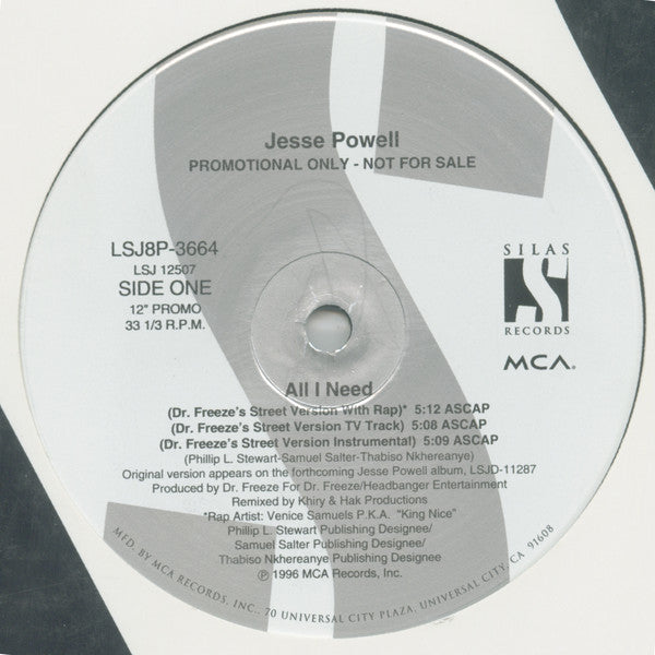 Jesse Powell : All I Need (12", Promo)