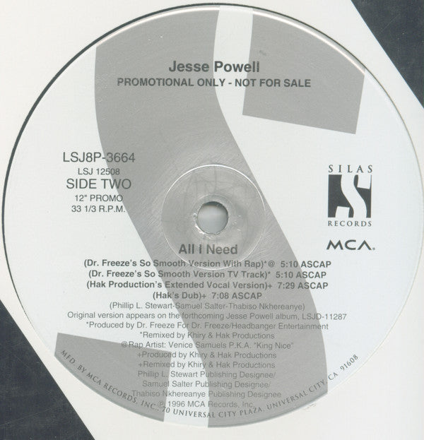 Jesse Powell : All I Need (12", Promo)