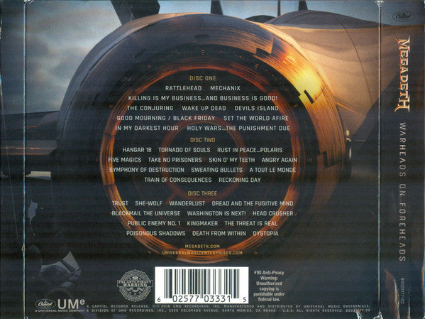 Megadeth : Warheads On Foreheads (3xCD, Album, Comp, RM)