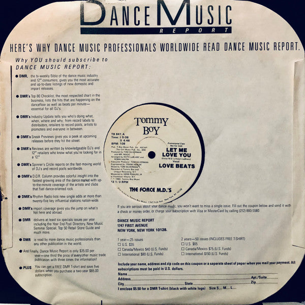 The Force M.D.'s* : Let Me Love You (12", Promo)