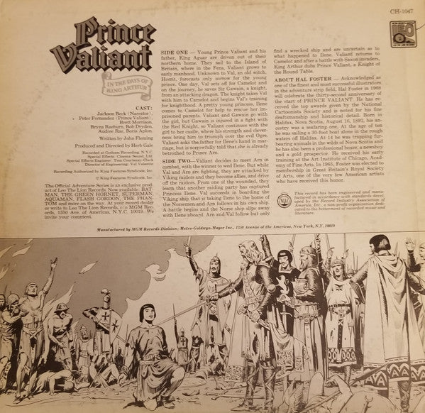 Jackson Beck, Peter Fernandez (2), Brett Morrison, Bryna Raeburn, Bob Dryden, Audree Rae, Boris Aplon : The Official Adventures of Prince Valiant in the Days of King Arthur (LP, Album)