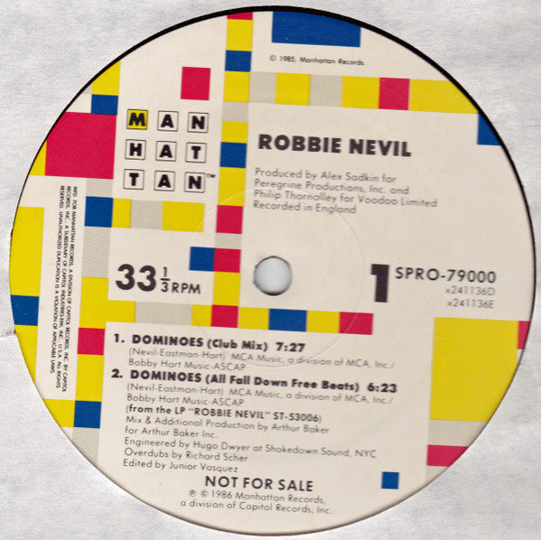 Robbie Nevil : Dominoes (12", Single, Promo)