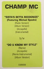 Champ MC : Sista's Betta Recognize (12", Promo)