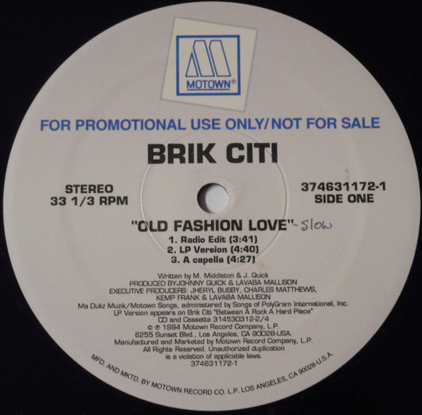 Brik Citi : Old Fashion Love (12", Promo)