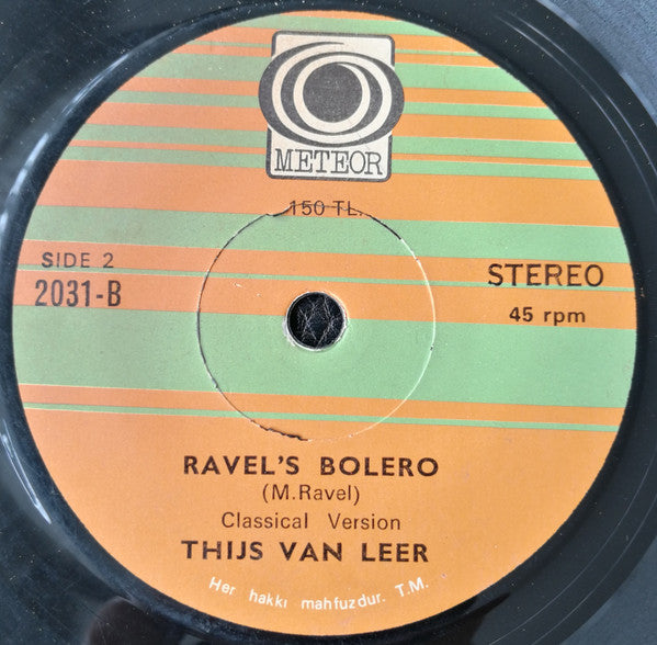 Thijs van Leer : Plays Ravel's Bolero (Love Theme From "10") (7", Single)