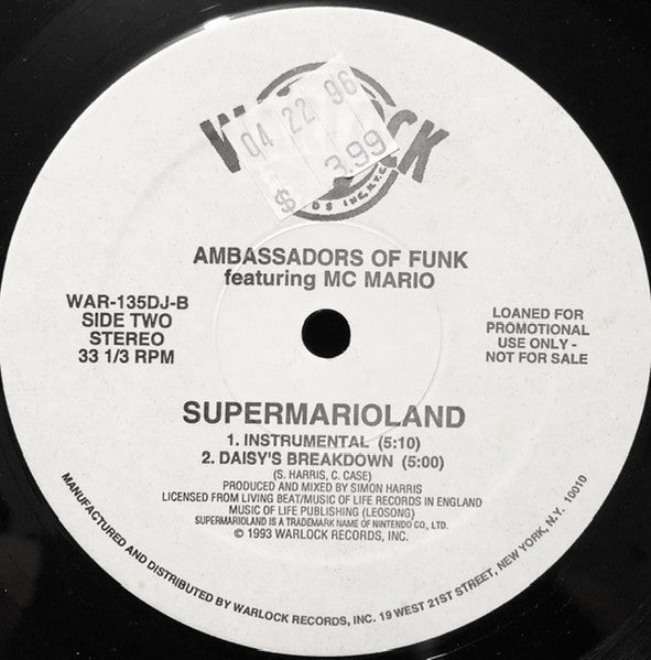 Ambassadors Of Funk Featuring MC Mario (2) : Supermarioland (12", Maxi, Promo)